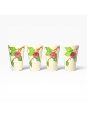 Franciscan "Apple" Set of 4 Ceramic Tumbler Drinking Glasses 5” 10oz